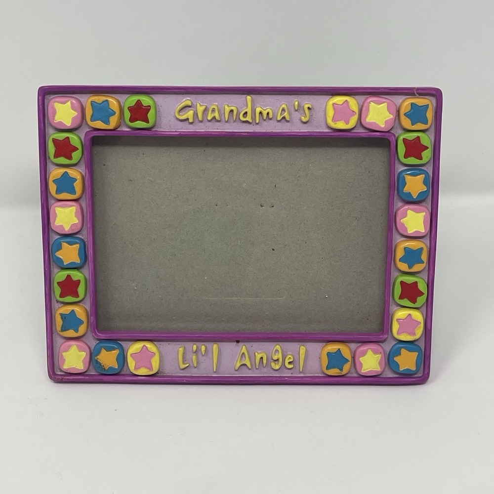 Vtg Russ Berrie Grandma's Li'l Angel Purple Star Picture Frame 25588 Handpainted